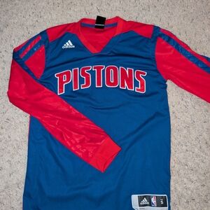 Adidas Detroit Pistons On Court Long Sleeve NBA Shooting Shirt Size S